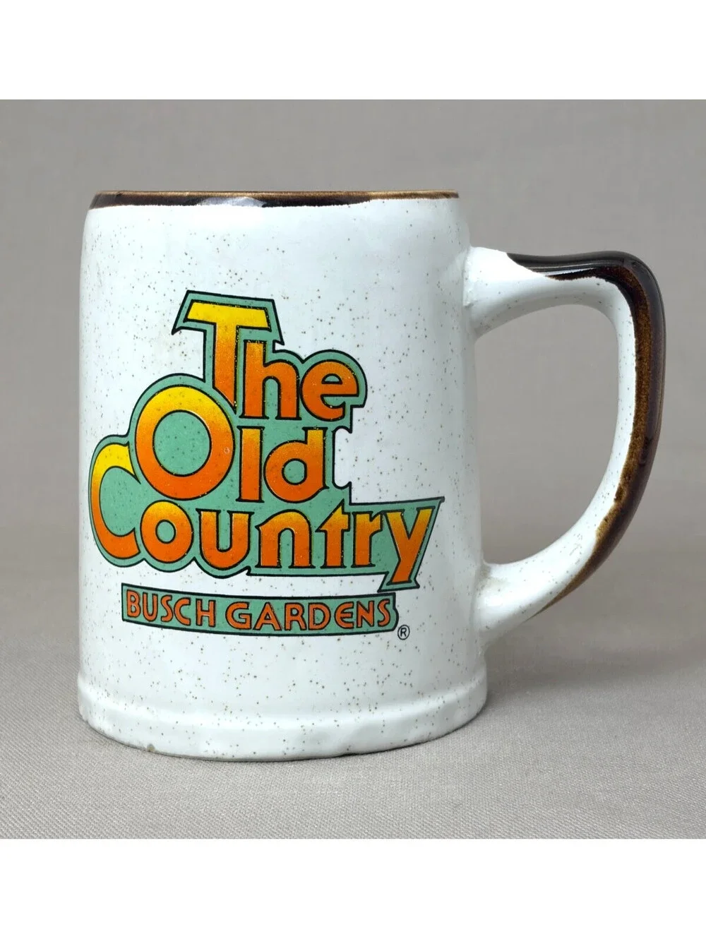 Vintage Busch Gardens The Old Country Coffee Mug Beer Stein Speckled Stoneware